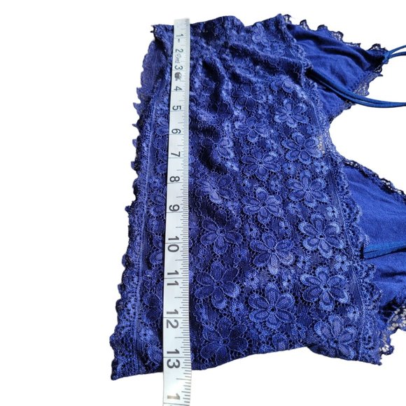 Bralette Lace Floral Spaghetti Straps V Neck Two Blue Red Womans Size Medium - Picture 10 of 13